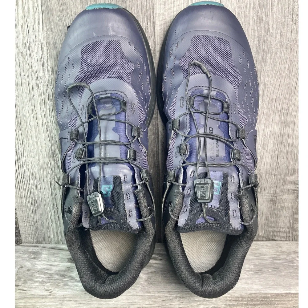 Salomon Ultra Pro Trail Running Shoes Mens 9 Navy Blue Black Teal 404947